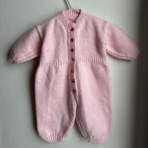 knit pink onesie 3-9m